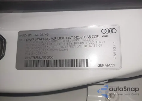 2018 Audi A3 E-Tron 1.4T Premium from USA, damaged, VIN WAUTPBFF2JA076800
